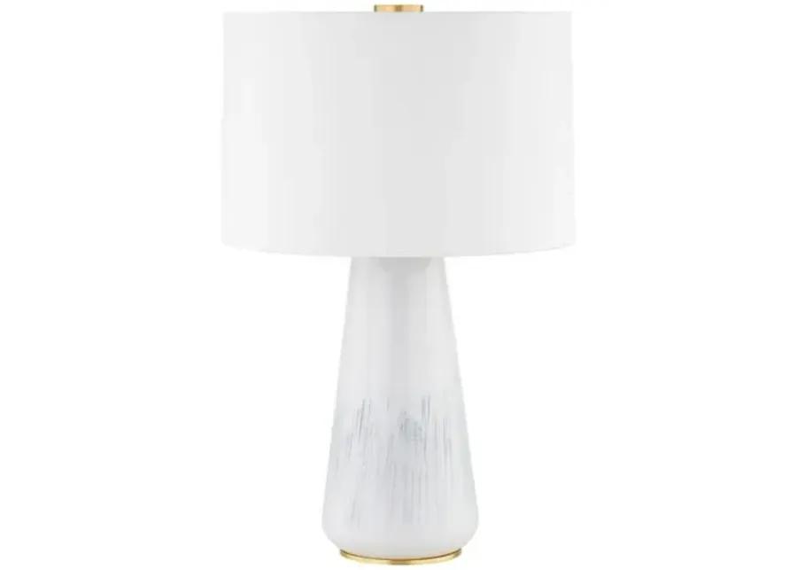 Jair 26" Table Lamp - Aged Brass/Gloss White Ash Ceramic