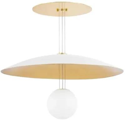 Brim Chandelier - Soft White/Gold Leaf