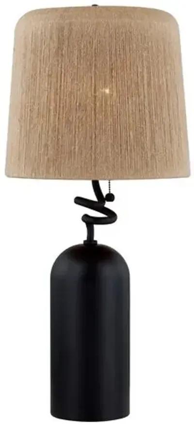 Morri Table Lamp - Abaca/Forged Iron - Black