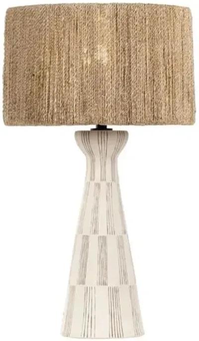 Palma Ceramic Table Lamp - Abaca/Graphic White