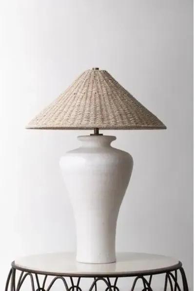 Pezante Table Lamp - Abaca/Ceramic Loft White