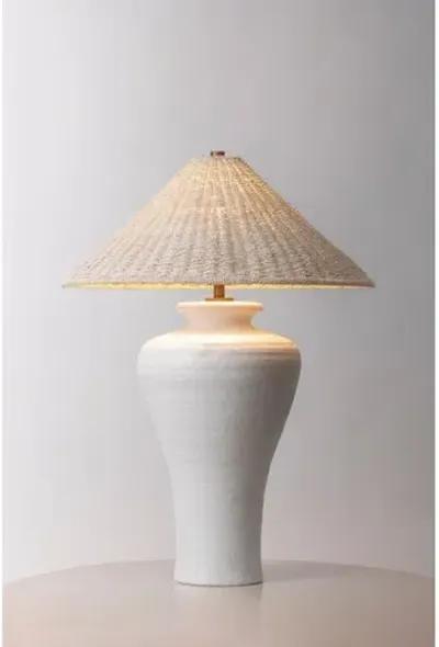 Pezante Table Lamp - Abaca/Ceramic Loft White