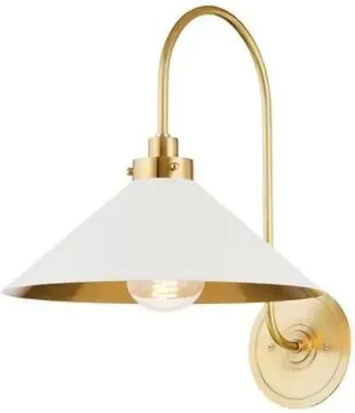 Clivedon 16" Wall Sconce - White/Aged Brass - Gold