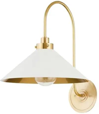 Clivedon 16" Wall Sconce - White/Aged Brass - Gold