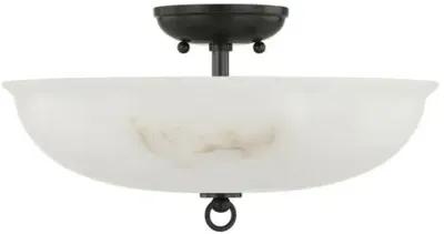 Somerset 8" Alabaster Semi Flush Mount - Brown