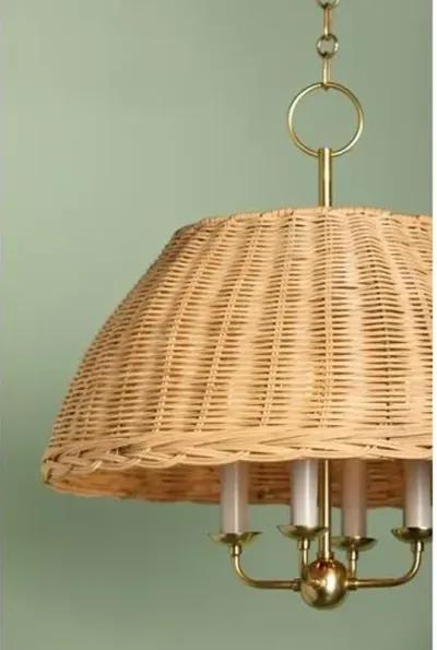 Gianna Rattan Chandelier - Natural/Aged Brass - Gold