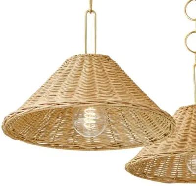 Emely 3-Light Wicker Chandelier - Natural/Aged Brass - Gold