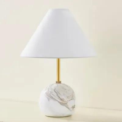 Rowan 16" Table Lamp - White Marble/Aged Brass - Gold