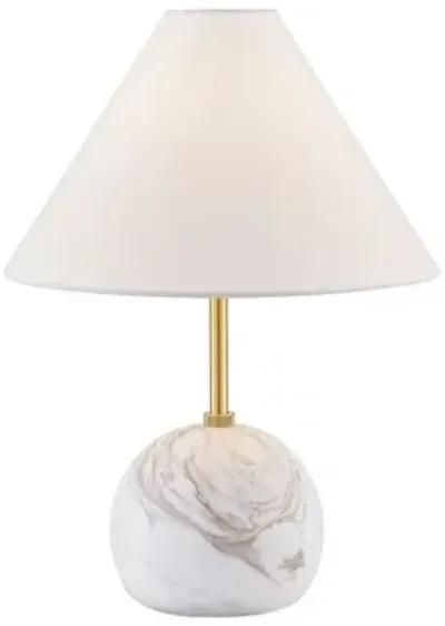 Rowan 16" Table Lamp - White Marble/Aged Brass - Gold