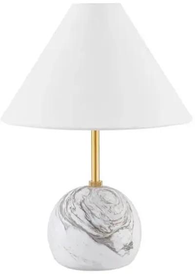 Rowan 16" Table Lamp - White Marble/Aged Brass - Gold