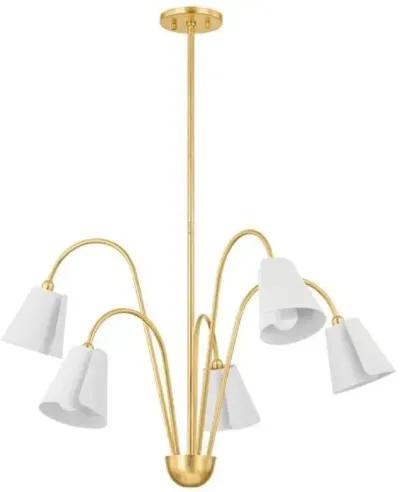 Crew 22.25" Chandelier - Gold Leaf/Textured White Combo