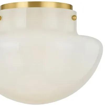 Saanvi Glass Flush Mount - White/Aged Brass - Gold