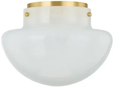 Saanvi Glass Flush Mount - White/Aged Brass - Gold