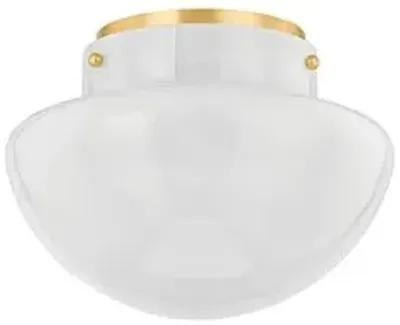 Saanvi Glass Flush Mount - White/Aged Brass - Gold