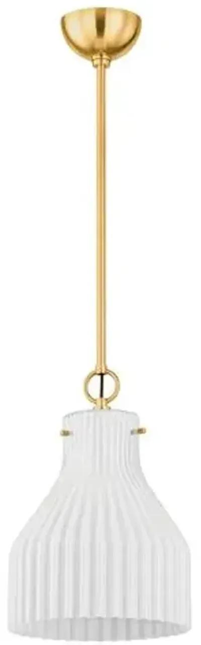 Zuri 14.5" Fluted Glass Pendant - Gold