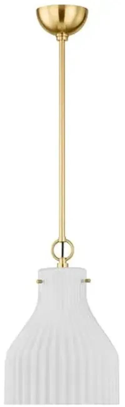 Zuri 14.5" Fluted Glass Pendant - Gold