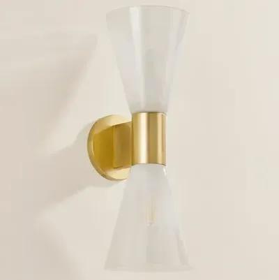 Kira 2-Light Glass Wall Sconce - Gold