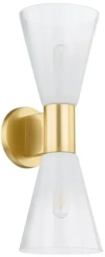 Kira 2-Light Glass Wall Sconce - Gold