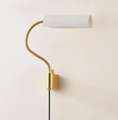 Elsie 10.25" Plug-in Adjustable Wall Sconce - Aged Brass/Soft White