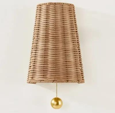 Bodie 14" Wicker Wall Sconce - Aged Brass/Natural - Gold