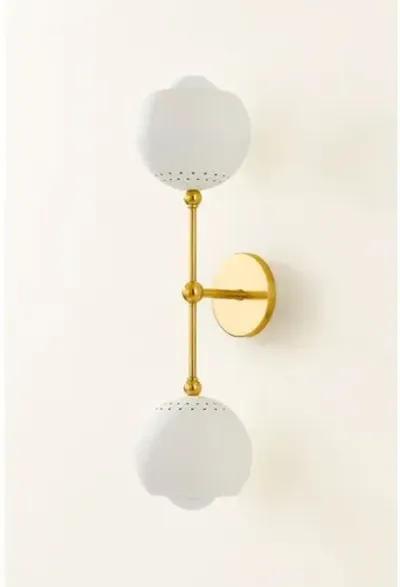 Wesson 2-Light Wall Sconce - Aged Brass/Soft Cream - Ivory