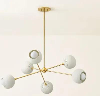 Wesson Chandelier - Aged Brass/Soft Cream - Ivory