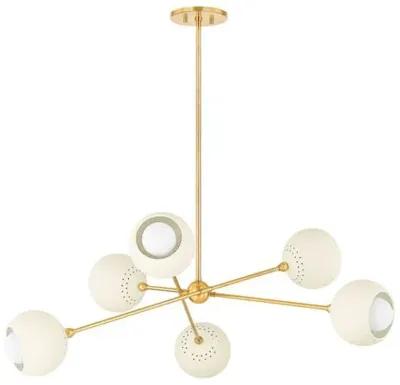 Wesson Chandelier - Aged Brass/Soft Cream - Ivory