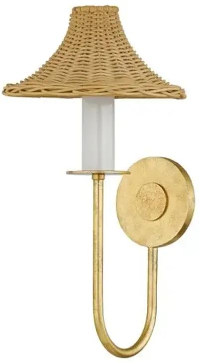 Lyle Rattan Wall Sconce - Vintage Gold Leaf