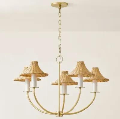 Lyle Rattan Chandelier - Vintage Gold Leaf