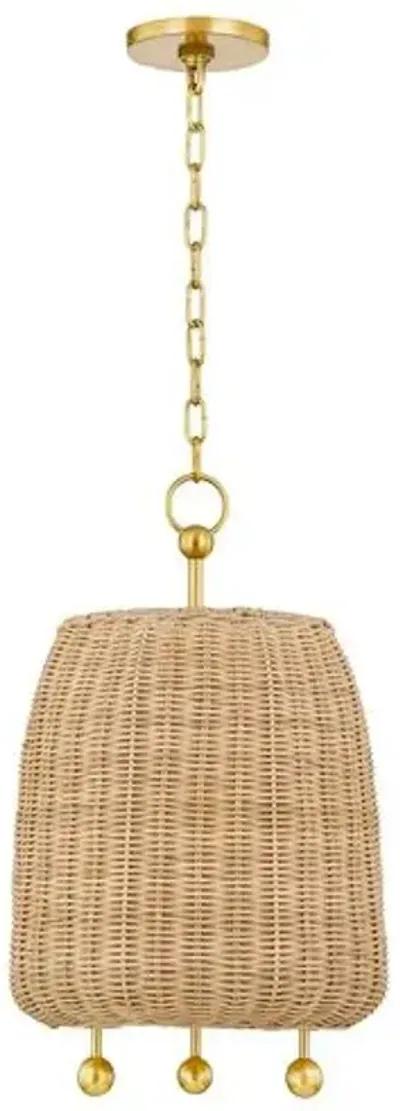 Mariam Rattan Pendant - Aged Brass - Gold