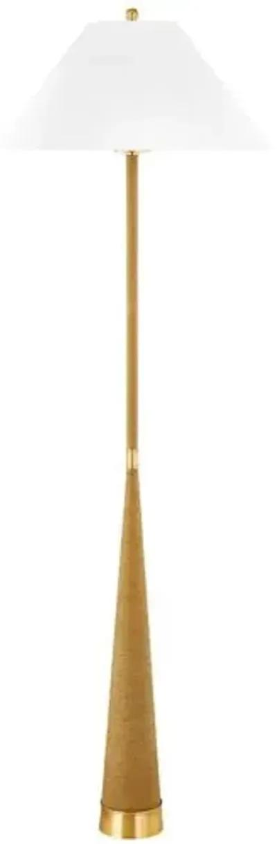 Maxton 64" Raffia Floor Lamp - Aged Brass