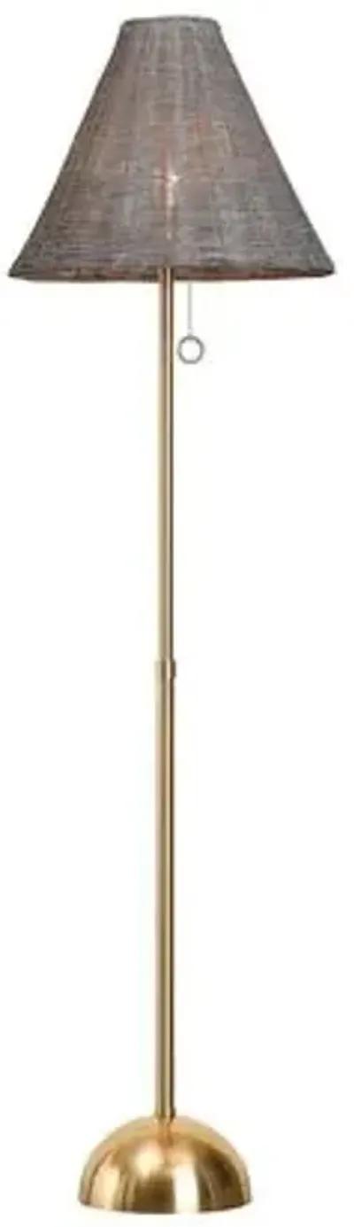 Nia 66.5" Wicker Floor Lamp - Grey/Aged Brass