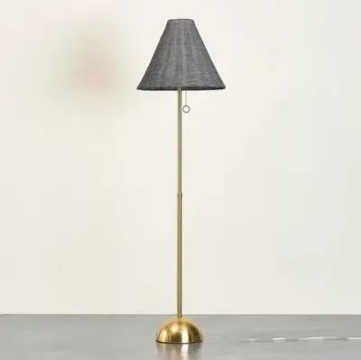 Nia 66.5" Wicker Floor Lamp - Grey/Aged Brass