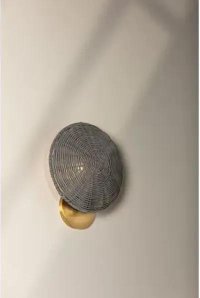 Nia 11.5" Wicker Wall Sconce - Grey/Aged Brass - Gold