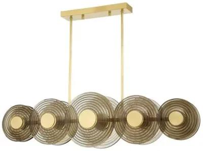 Griston 14" Linear Chandelier - Smoke/Aged Brass - Gold