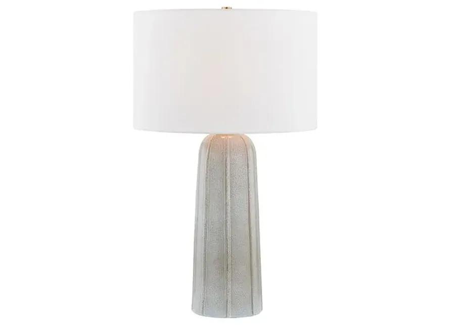 Kel 26" Table Lamp - Aged Brass/ Ceramic Reactive Ash - Gray