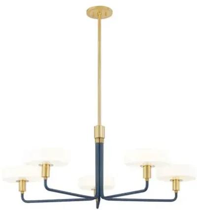 Aston Chandelier - Aged Brass/Slate Blue - Zoe Feldman for Mitzi