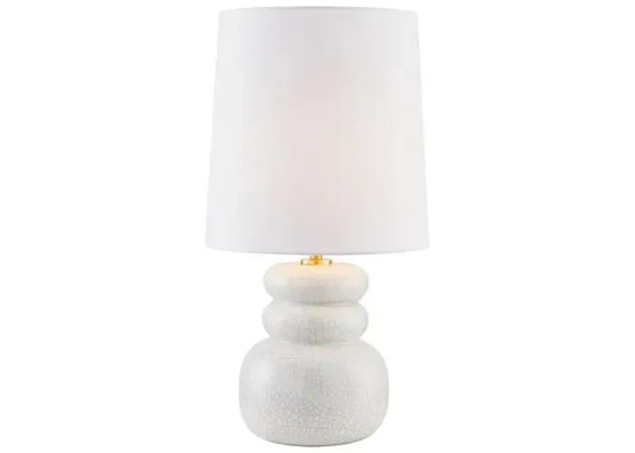 Corinne Table Lamp - Aged Brass/Ceramic Peignoir Crackle - Zoe Feldman for Mitzi - Pink