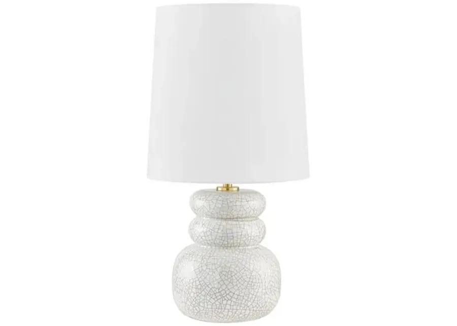 Corinne Table Lamp - Aged Brass/Ceramic Peignoir Crackle - Zoe Feldman for Mitzi - Pink