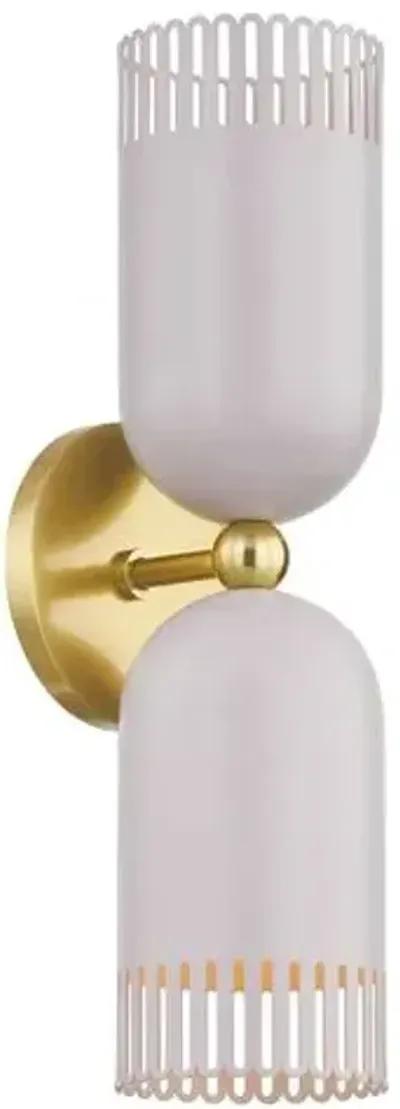 Liba 2-Light Wall Sconce - Aged Brass/Soft Peignoir - Zoe Feldman for Mitzi - Pink