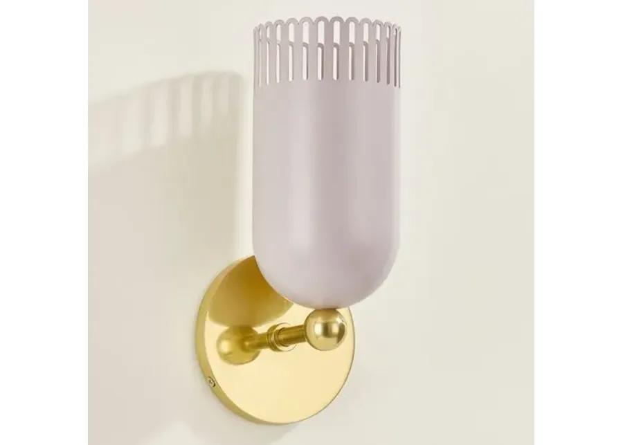 Liba Wall Sconce - Aged Brass/Soft Peignoir - Zoe Feldman for Mitzi - Pink