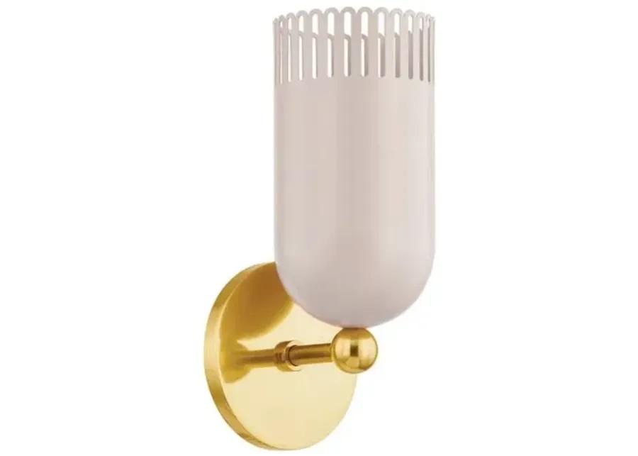 Liba Wall Sconce - Aged Brass/Soft Peignoir - Zoe Feldman for Mitzi - Pink