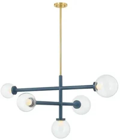 Sia 21" Chandelier - Aged Brass/Slate Blue - Zoe Feldman for Mitzi