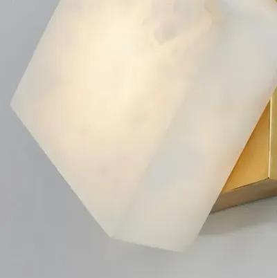 Genna Alabaster Wall Sconce - White/Aged Brass - Gold