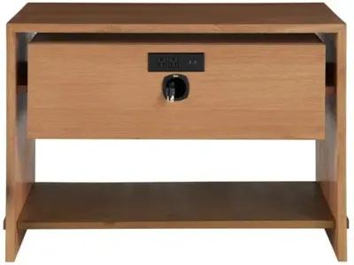 Zander 2-Drawer Nightstand - Oak/Natural Raffia/Brass