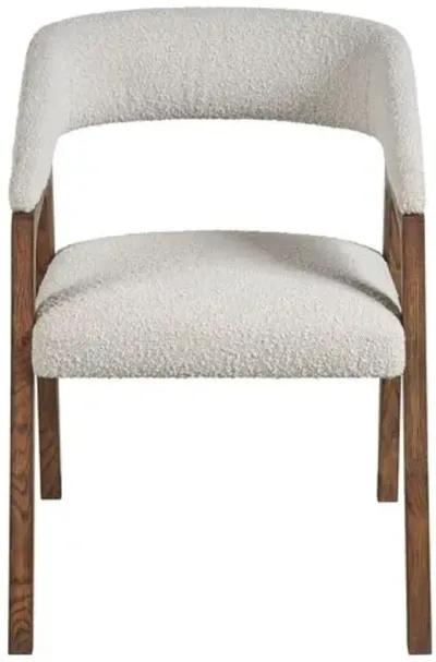 Trissa Dining Chair - Brown Oak/Snow Boucle - Silver