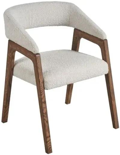 Trissa Dining Chair - Brown Oak/Snow Boucle - Silver