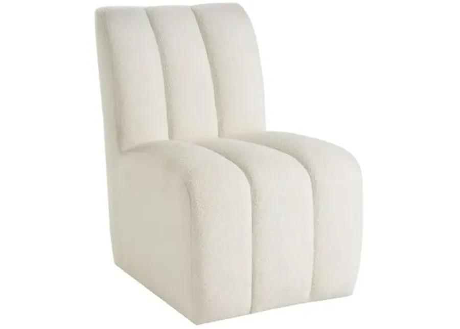 Ryland Side Chair with Casters - Ivory Boucle - White