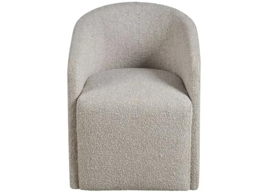 Ross Dining Chair with Casters - Pebble Gray Boucle