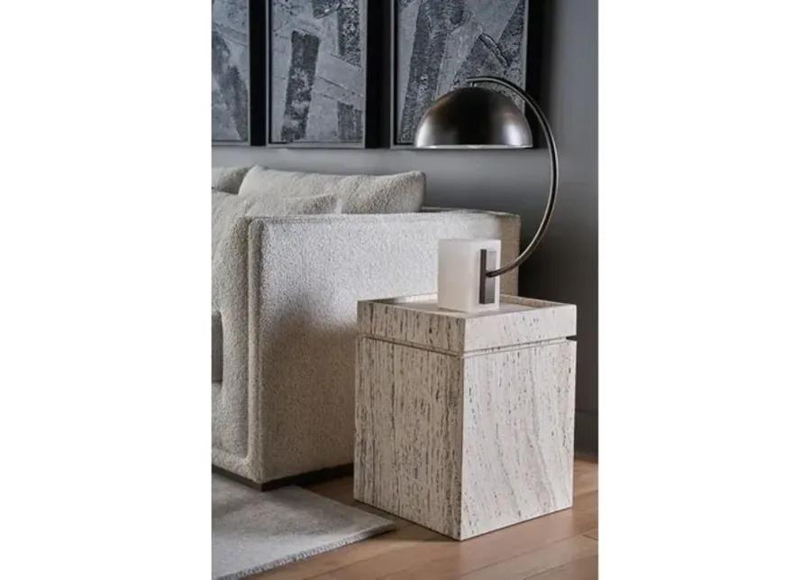 Ronan Accent Table - White Travertine - 21Hx16Wx16D in